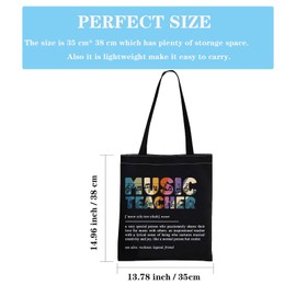 JTOUK Music Teacher Tote Bag Music Teacher Appreciation Gift Music Teacher Definition HandBag Gift for Piano Violin Guitar Teacher (Music Teacher Tote EU)