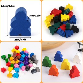 Tokaneit Wooden Halmakegel, Colourful Toy Figures, Wooden Toy Figures for Board Games, 54 Pieces Wooden Dolls Toy Figures and 4 Pieces Wooden Cubes, Toy Figures for Board Games (2 x 2.3 x 0.9 cm)