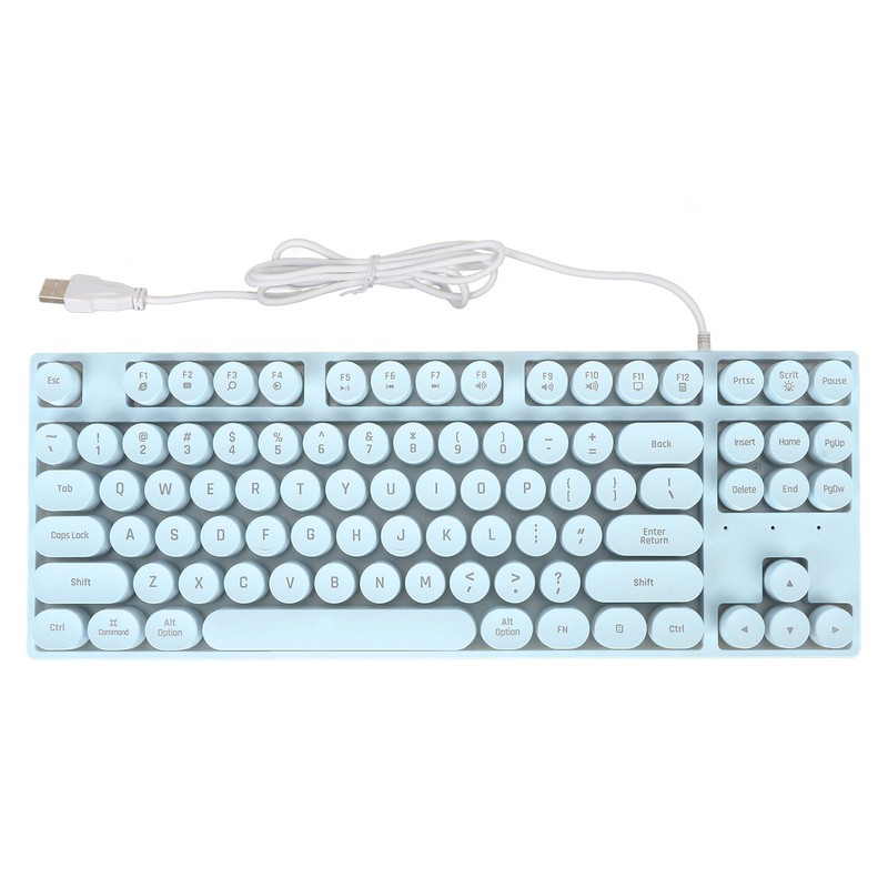 Gaming Keyboard USB Round 87 Keys Colorful Backlit Ergonomic Mechanical