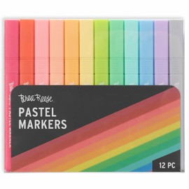 Brea Reese: Pastel Markers - 12pc Soft & Vivid Colors, Wide Chisel Tips, Ergonomic Design, Ink, Adult Art & Craft Supplies, Drawing