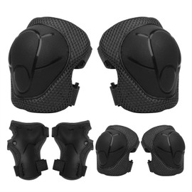 Children's Knee Pads Protectors 6-Piece Professional Protective Equipment Skater Protector Adjustable Elbow Pads Wrist Guards Protector Set for Cycling Inline Scooter Skating Driving Outdoor Sports