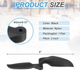 MECCANIXITY RC Glider Propeller Replacement Prop Blades, 6x3 Inch RC Folding Propeller Nylon Blades Parts for Spinner D28-D48mm Glider Airplane Prop Replacement(Black, 1 Pair)