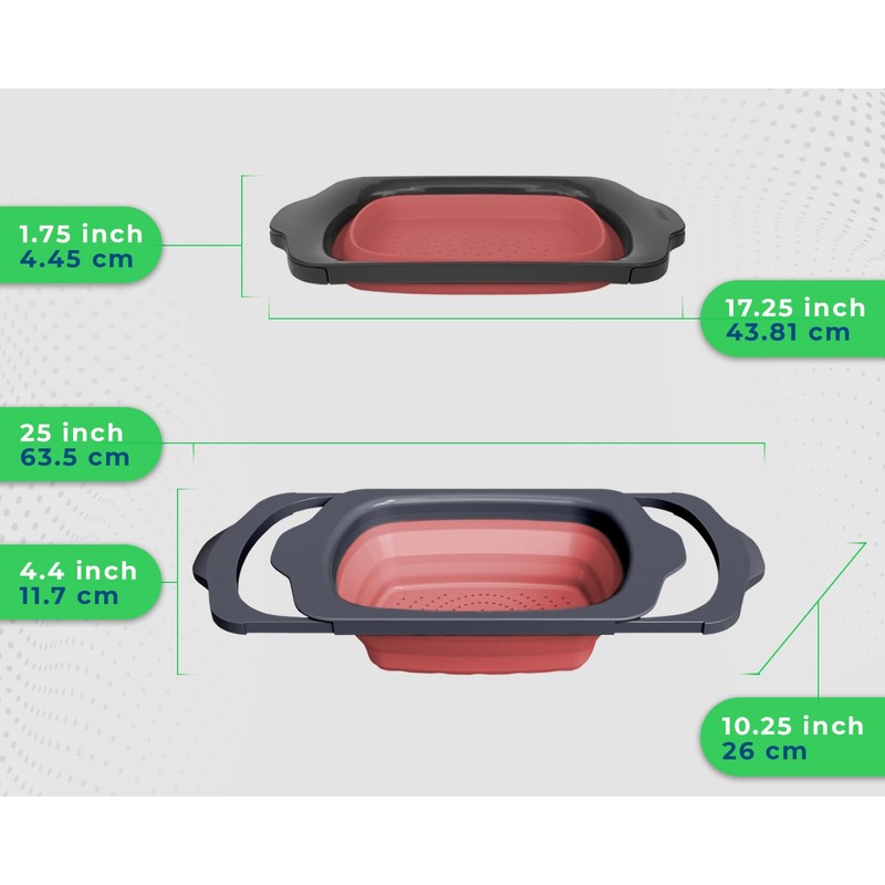 XL Large Kitchen Strainer by Comfify - Collapsible Silicone Over-The-Sink