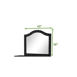 Galaxy Home Furnishings Sophia Crystal Tufted Mirror Finished with Wood in Black