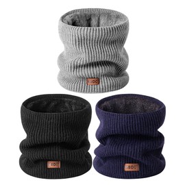 Winter Neck Gaiters for Men 3 Pack,Neck Warmer Men Women with Thermal Thick Warm Fleece Lined Cold Weather,Mens Scarf Winter Ski Face Mask Cover Windproof Scarves（Black,Navy，Grey）