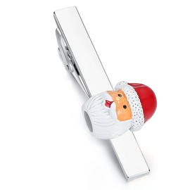 HONEY BEAR Santa Claus Tie Clip for Men's Shirt, Stainless Steel, 5.4 cm, Reusable, copper, No Gemstone
