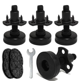 Adjustable Leveling Feet Furniture Leveler Feet Heavy Duty Leg Levelers,Support 1320LBs, T-Nut Kit 3/8”-16 Thread, Leveling Feet Screw On Furniture Leveling for Table, Cabinets, Sofa, 4pcs, Black