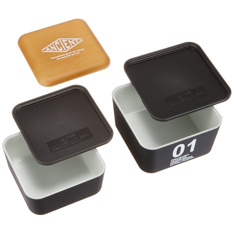 Masakazu ANCIENT Square Nest Lunch 01 Wood Grain Black