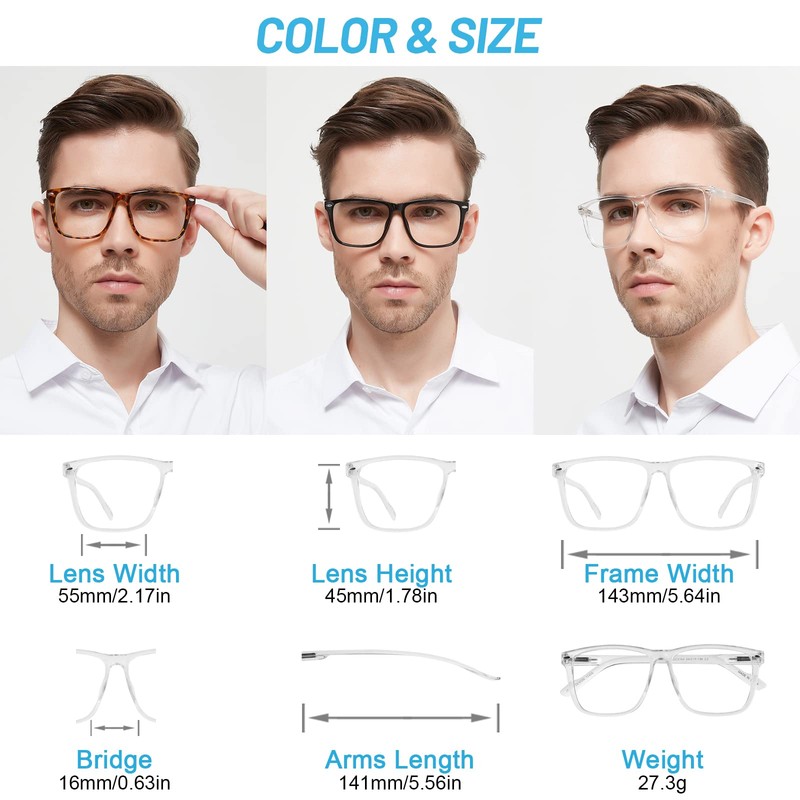 WEMOOTANTS Large Bifocal Reading Glasses Men Blue Light Blocking Readers