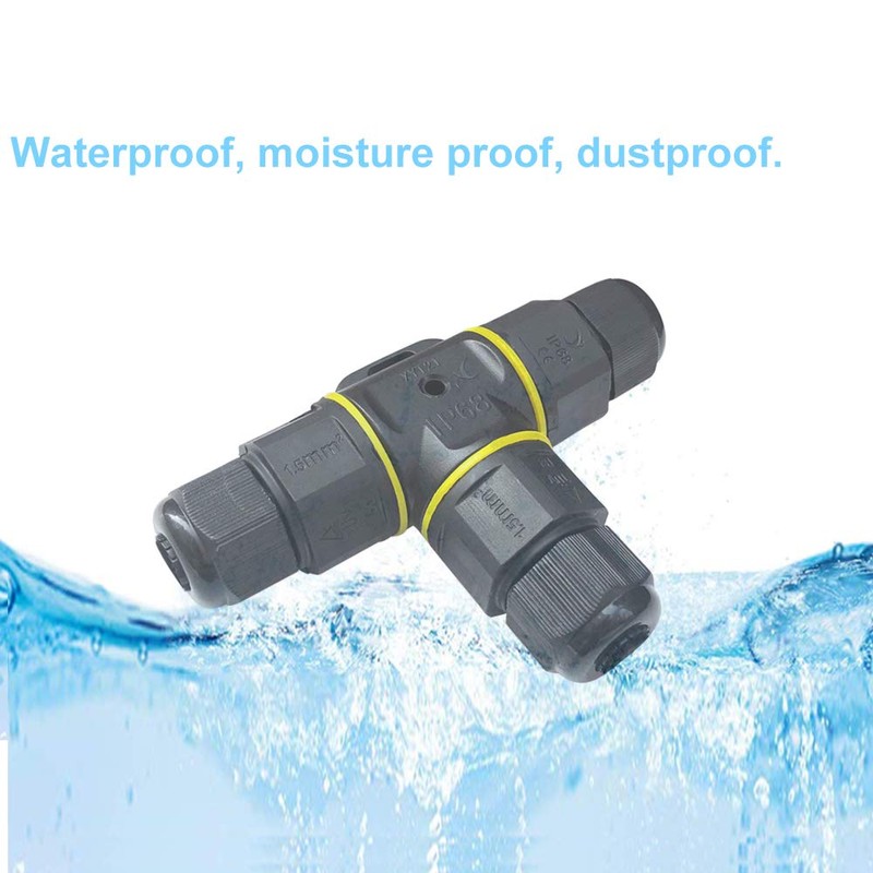 FULARR 2Pcs Premium T-Shape Waterproof Junction Box Outdoor Cable Connector,