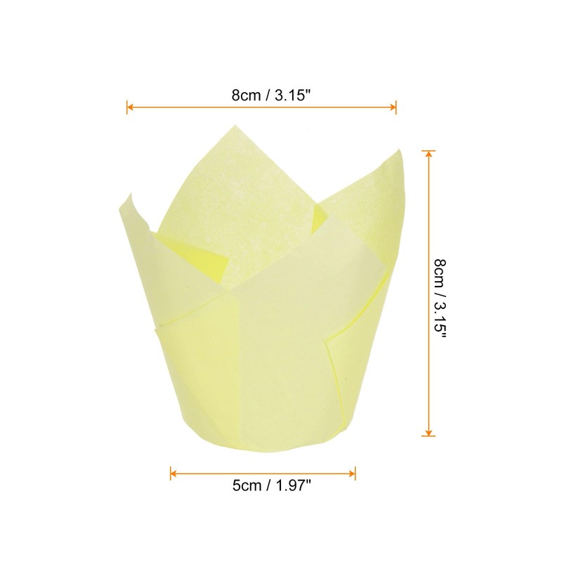 sourcing map 50pcs Tulip Cupcake Liners Greaseproof Baking Cups Paper