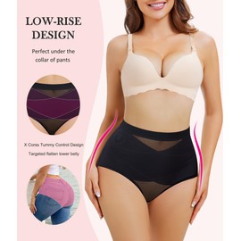 Nebility 2 Piece Tummy Control Shapewear Butt Lifting Underwear for Women Lower Belly Waist Trainer Seamless Faja Body Shaper (Black 2pk, Medium)