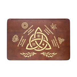 FNYDOX Trinity Knot Altar Table with Tarot Card Holder, Small Wooden Meditation Table Aesthetic Alter, Witchcraft Supplies Witchy Home Decor, Wiccan Supplies and Tools, Pagan Altar Witch Decor