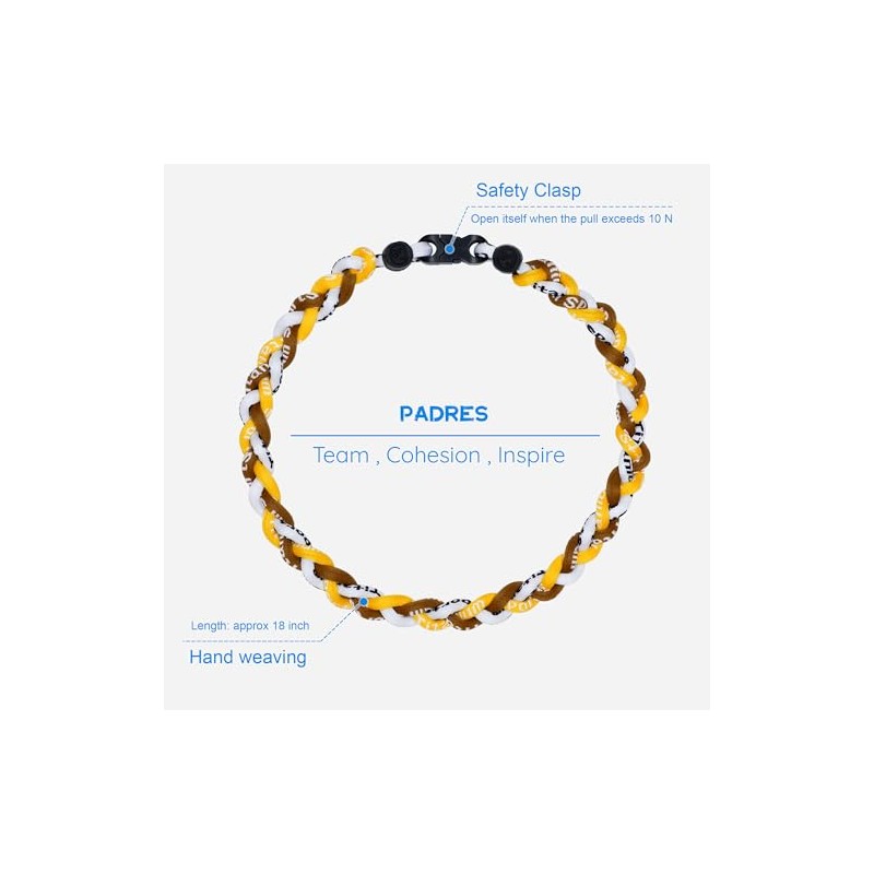 SUPBOMM Baseball Rope Necklaces, League Team Colors Braided Necklace, Baseball