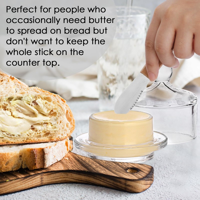 BSTKEY 2 Pack Glass Butter Dishes, Clear Small Glass Butter