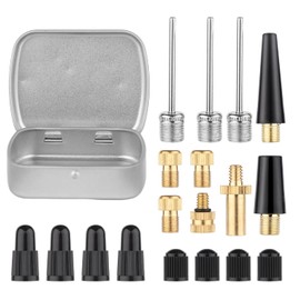 NQEUEPN 19pcs Bicycle Valve Adapter Set for Presta Schrader, Brass Bike Tire Valve Adapter Includes Ball Pump Needles Inflatable Needles Air Pump Needles Caps for Sports Balls Bikes Inflatable Device