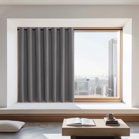 NICETOWN Grey Blackout Curtain Extra Wide 72 inches Long, Grommet Room Darkening Thermal Insulated Soundproof Window Treatment for Bedroom/Living Room, 1 Panel, W100 x L72