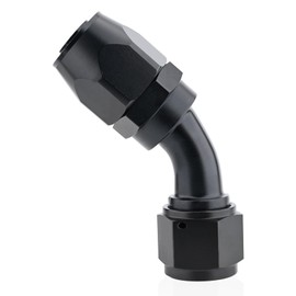 STPCTOU 12AN Hose End Fitting 45 Degree Swivel for Braided Fuel Hose, Black Anodized Aluminum (45 Degree, AN12)