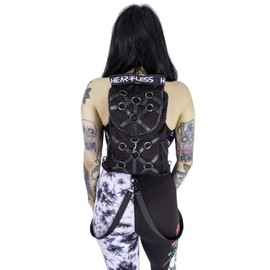 Wild Star Hearts Heartless Morality Bag Gothic Occult Black Mini Backpack with Faux Leather Straps