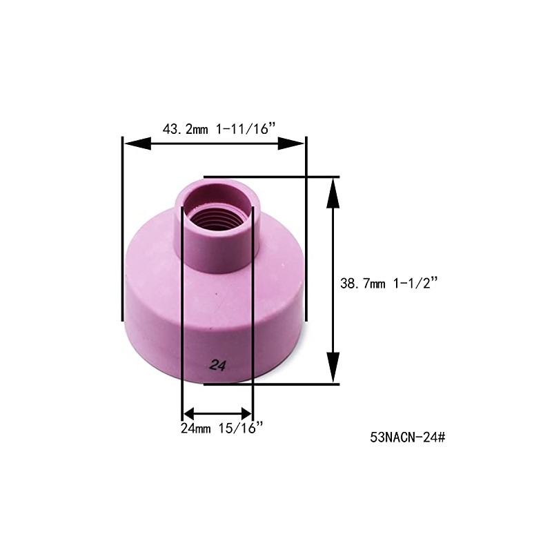 RIVERWELD TIG Champagne Alumina Nozzle Ceramic Cups 53NAHCN -24# and