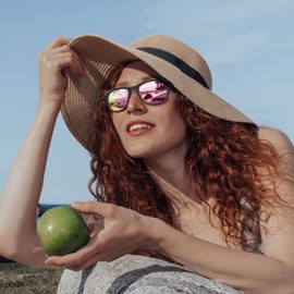 Joopin Pink Square Folding Sunglasses, Trendy Foldable Sun Glasses Polarized UV Protection Vintage Fold Up Shades for Women Men