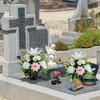 Artificial Grave Flowers in Pots, Artificial Rose Lily Daisy Memorial