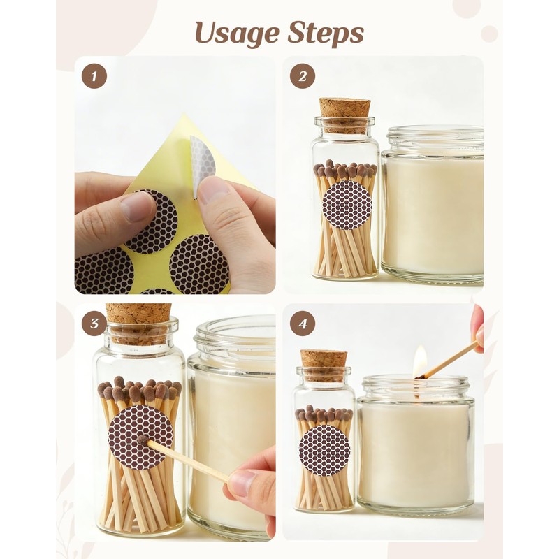 60 Pcs Match Striker Stickers, Match Striker Paper with Adhesive,