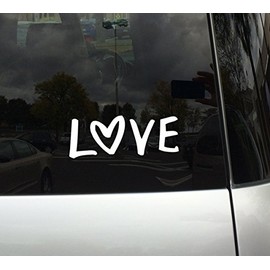 Love Doodle Art #11- Heart Word Decor - Valentine - 5 inch White Vinyl Decal Sticker for Cars, Laptops, and Windows – Durable, Weatherproof, Easy to Apply