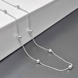 Treasure Bay 925 Sterling Silver 4 mm / 1.2 mm Ball Beads Beaded Chain Necklace 16" 18" 19" 20" 21" 22" 24" in (16)