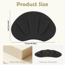 2 Pairs Heel Cushion Inserts, Anti-Slip Heel Grips Shoe Pads for Too Big Loose Shoes Fit, Black Cushion Pads Shoe Filler to Prevent Heel Slipping Out, Rubbing and Bilsters for Women and Men