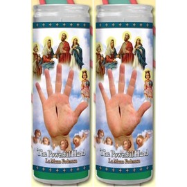 Set of 2 Hand of Power or Helping Hand Prayer Candles 2 Veladoras De La Mano Poderosa