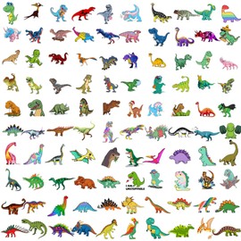 100PCS Dinosaur Stickers, Cute Waterproof Cartoon Stickers for Kids, Teaching Rewards, Dino Party Favourites, Stocking Stuffers for Kids Boys Girls Toddlers Teens