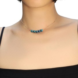 Women's Emerald Jewelry - Adjustable 925 Sterling Silver Emerald Choker Necklace, Birthday Stone Jewelry (5 Emerald)
