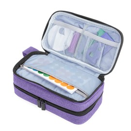 LUXJA Essential Oil Carrying Case - Holds 12 Bottles (5ml-15ml, Also Fits for Roller Bottles), Portable Double-Layer Organizer for Essential Oil and Accessories, Purple