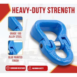 Mytee Products 4 Pack 3/8" G100 Web Sling Connector Link, Alloy Steel, Blue, 8,800 lbs WLL – Heavy Duty Material Handling & Rigging Hardware for Overhead Lifting with Polyester or Nylon Slings