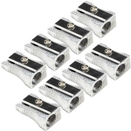 Metal Mini Pencil Sharpeners Single Hole Aluminum Alloy Handheld Sharpener Metal Sharpener for Most Size Pencils Adult and Kids (8 Pieces)