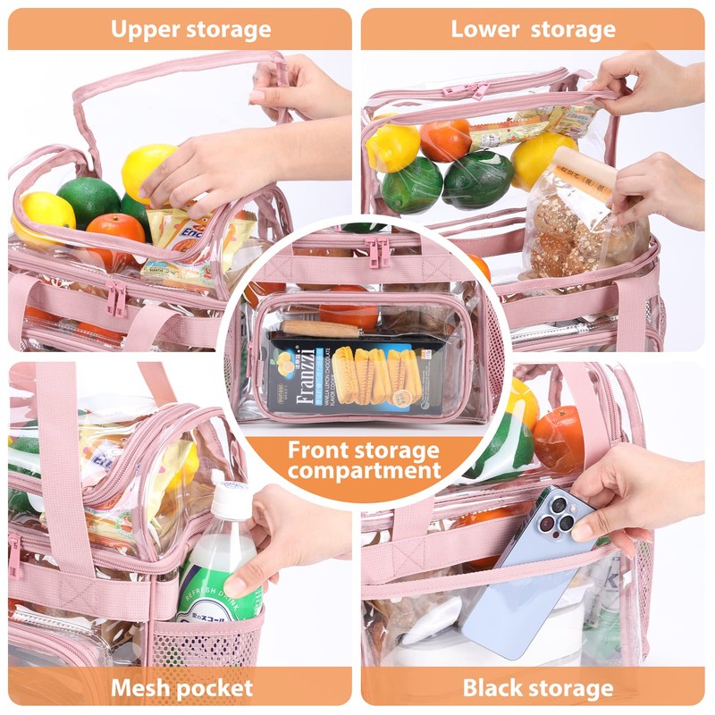 BORMELUN 2pack Large Clear Lunch Bags for Correctional Officers,Transparent Lunch