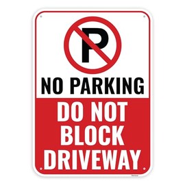 1PC No Parking Do Not Block Driveway Sign, 14 x 10 Inches - Aluminum - Do Not Park In Driveway Signs