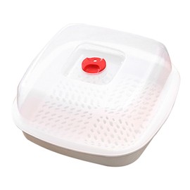 LIGIGWASH Microwave Steamer for Fish and Rice Practical Kitchen Cooking Steamer with Lid and Ventilation Single Layer for Healthy Meals Housewarming