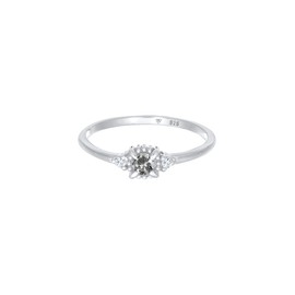 Elli DIAMONDS Women's Solitaire Ring Salt Pepper with Diamond (0.11 ct.) and Topaz Gemstone in 925 Sterling Silver, Silver Silver stone, Diamond