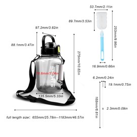 SRJQXH Sports Water Bottle, Gym, 1.8 L Water Bottles with Straw, Stay Hydrated Bottle, Applicable to Gym, School, Sports, Cycling and Camping