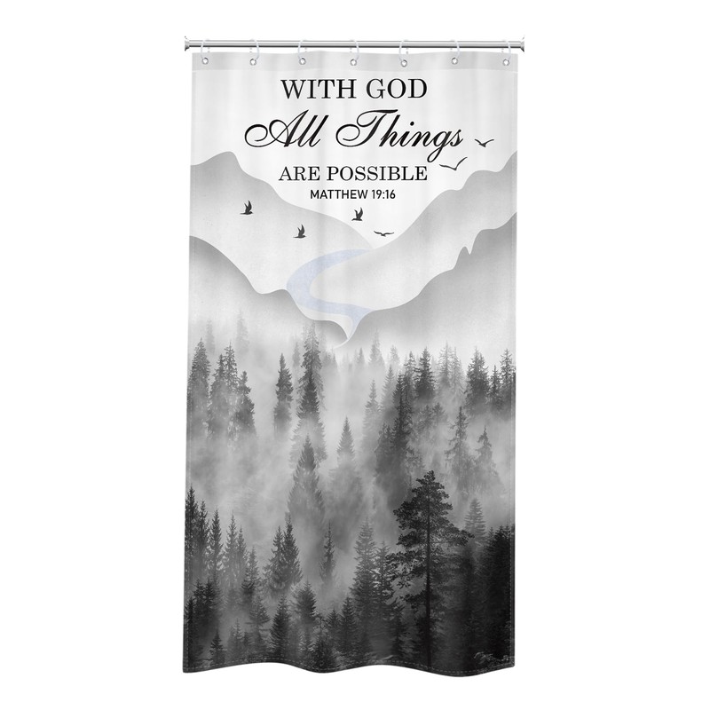 Riyidecor Bible Verse Quotes Scriptures Shower Curtain for Bathroom Decor