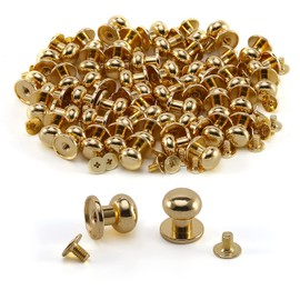 TiSuit 50 Sets Chicago Screws Round Head Button Cross Screw Stud Rivet for DIY Craft Leather Repairs Decoration Accessories (Gold,10mm)