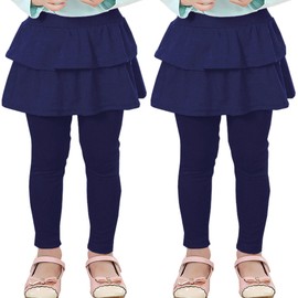 RieKet Girls School Uniform Pants Warm Stretchy Athletic Leggings with Skirt 2-14 Years Navy Blue 2 Pack 2-3T