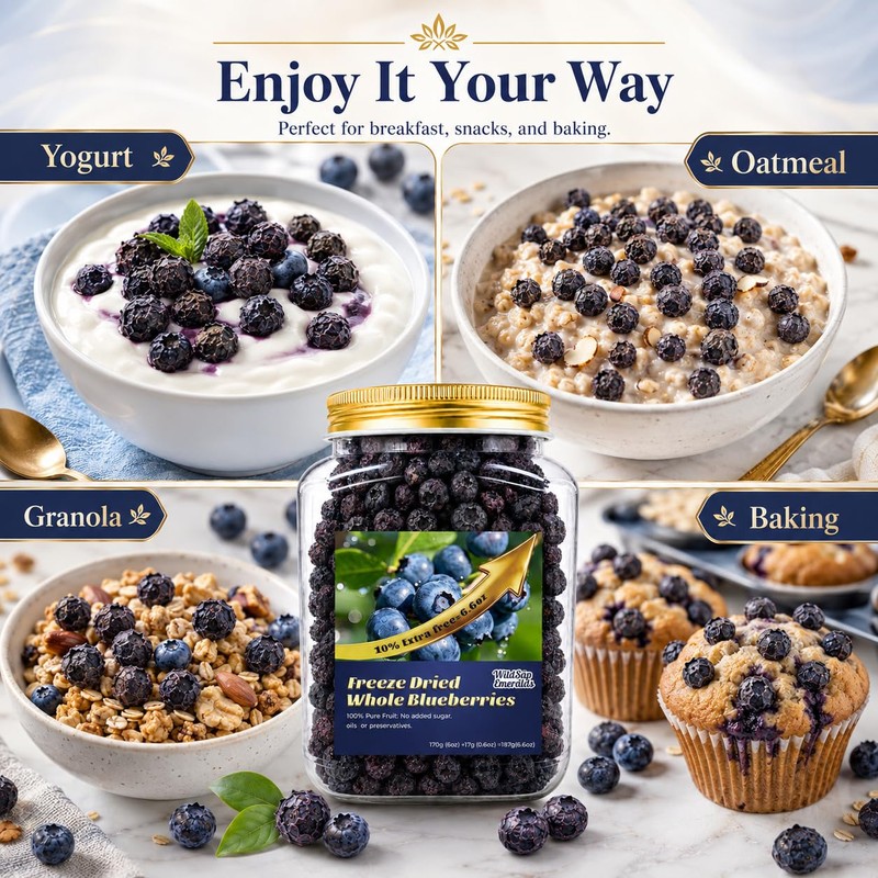 Freeze-Dried Whole Blueberries (6.6 oz / 187g) - Natural Crunchy