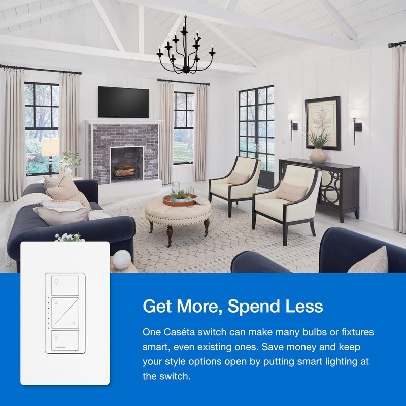 Lutron Caseta 3 Way Smart Dimmer Light Switch Kit, Includes