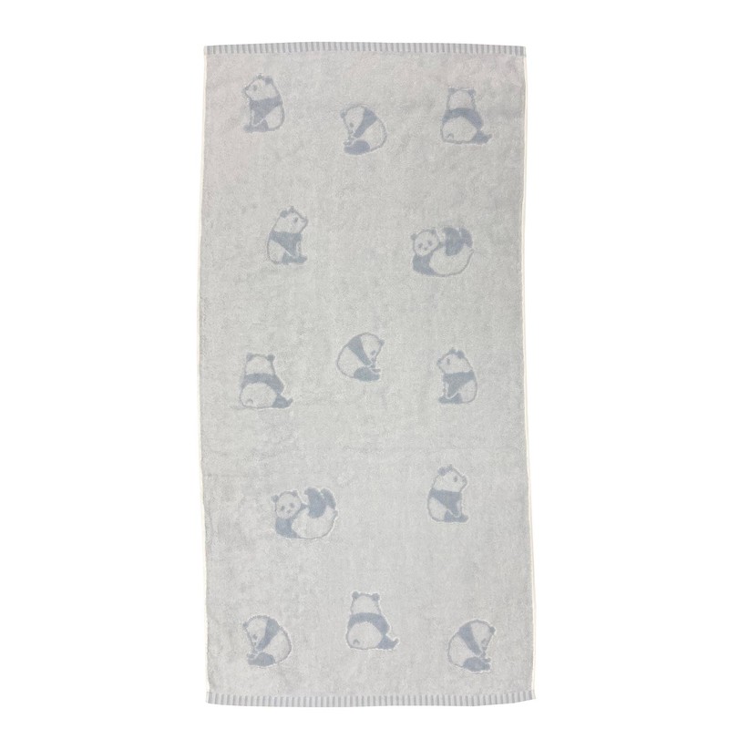 Imabari Towel Bath Towel, Panda Pattern, Blue, Cute Animal Pattern,