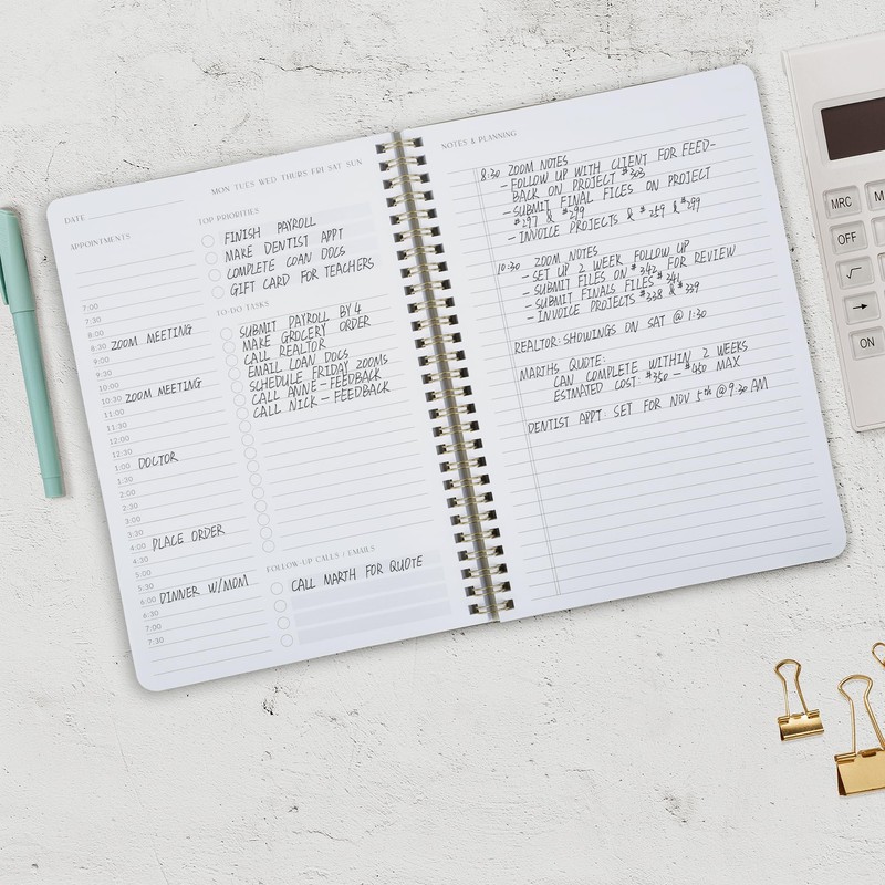 Beautiful Daily Planner And Notebook With Hourly Schedule - Aesthetic
