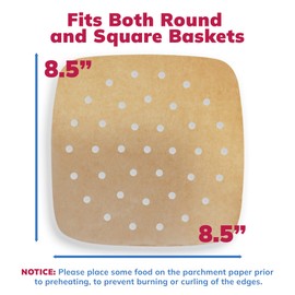 Reli. Air Fryer Parchment Paper Liners (400 Count), Brown | Square - 8.5x8.5" Liner Sheets | Unbleached, Parchment Paper for Air Fryer |Perforated, Food Grade Steamer Paper for Air Frying, Steaming