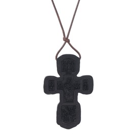 H.ZBRUJ Natural Wood Cross Necklace Christian Orthodox Pendant Religious Rosary Handmade Prayer Accessories For Men Women